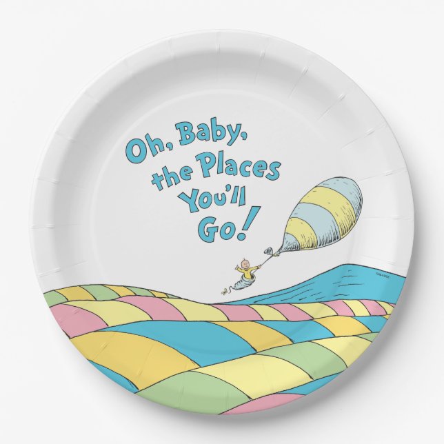 Oh, Baby, the Places You'll Go Baby Shower Paper Plate (Front)
