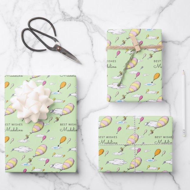Oh, Baby, the Places You'll Go Baby Shower Wrapping Paper Sheet (Front)