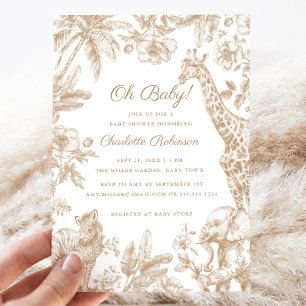 Oh Baby Tropical Jungle Safari Animals Baby Shower Invitation