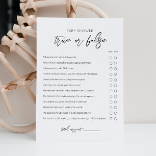 Oh Baby True Or False Baby Shower game Card