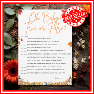 OH BABY TRUE OR FALSE Baby Shower Game PUMPKIN Invitation