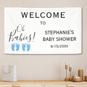 Oh Baby Twin Boys' Baby Shower Welcome  Banner
