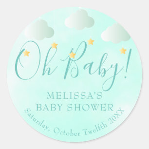 Oh Baby Twinkle Twinkle Neutral Baby Shower Classic Round Sticker