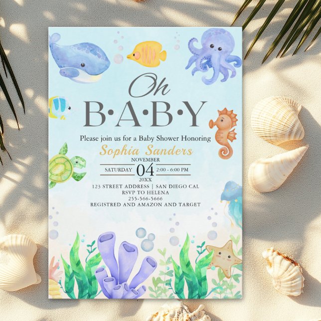 Oh Baby Under Sea Baby Shower Invitation (Creator Uploaded)
