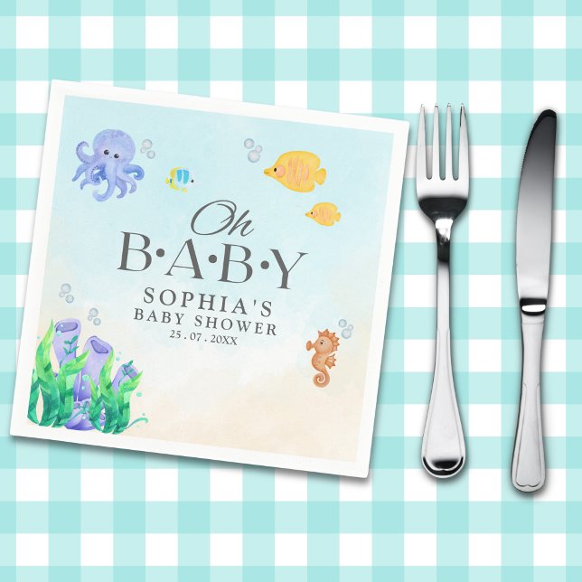 Oh Baby Under Sea Baby Shower Napkin (Creator Uploaded)