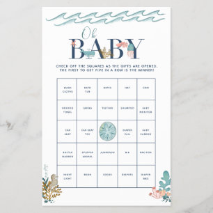Oh Baby Under the Sea Baby Shower Bingo Game Flyer