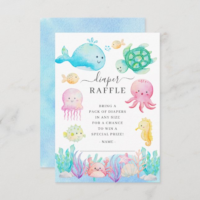 Oh Baby Under The Sea Diaper Raffle Invitation (Front/Back)