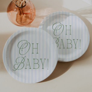 Oh Baby Vintage Preppy Boy Baby Shower Paper Plate