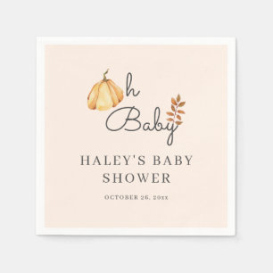 Oh Baby Watercolor Pumpkin Fall Rustic Baby Shower Napkin