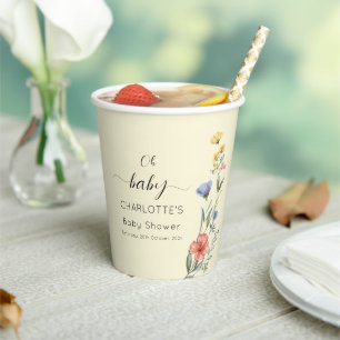 Oh Baby! Watercolor Wildflower Baby Shower Paper Cups