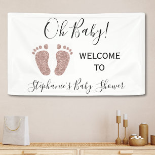 Oh Baby Welcome Girl's Baby Shower Banner