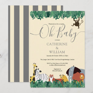 Oh Baby Wild Safari Animals Couples Baby Shower Invitation