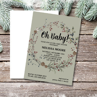 Oh baby winterberry rustic boho invitation