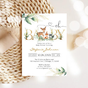 Oh Baby Woodland Animals Baby Shower Invitation