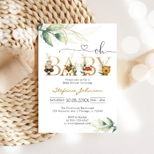 Oh Baby Woodland Animals Baby Shower Invitation