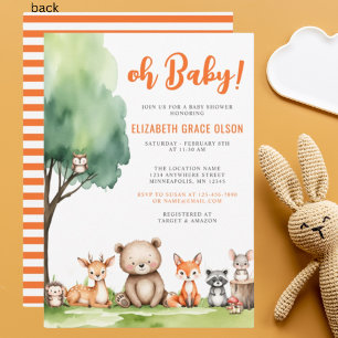 Oh Baby! Woodland Animals Baby Shower Invitation