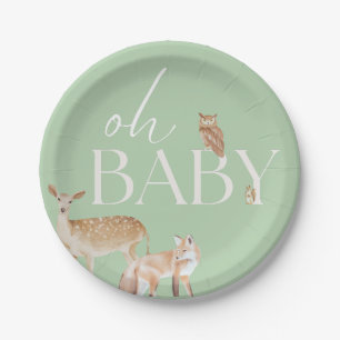 "Oh Baby" Woodland Animals bold design Paper Plate