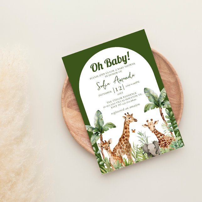 Oh Baby Woodland Cute Safari Baby Shower Invitation (Creator Uploaded)
