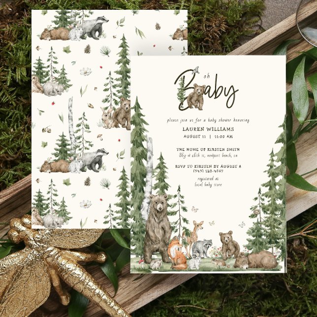 Oh Baby Woodland Forest Cute Animals Baby Shower Invitation (Oh Baby Shower invitation)