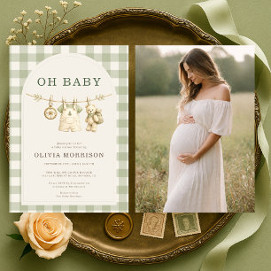 Oh Baby Woodland Photo Baby Shower Invitation