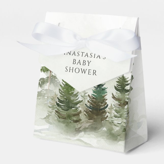  Oh Baby Woodland Watercolor Rustic Baby Shower Favour Box (Front Side)