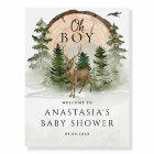 Oh Baby Woodland Watercolor Rustic Welcome Sign
