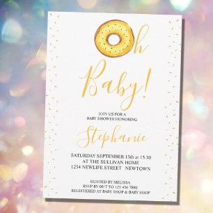 Oh Baby Yellow Doughnut Baby Shower Invitation