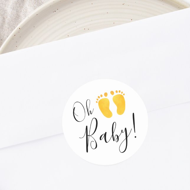 Oh Baby Yellow Feet Classic Round Sticker (Creator Uploaded)