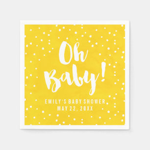 Oh Baby Yellow Watercolor Baby Shower Napkin