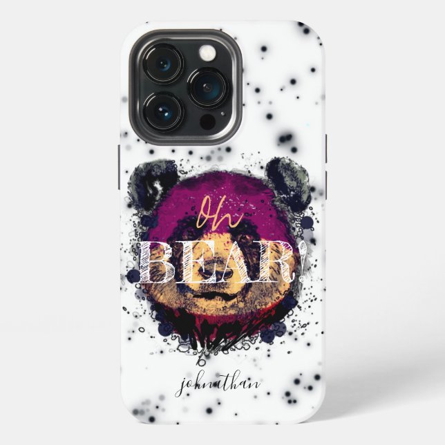 "OH BEAR" | Funny Cool Panda Monogram iPhone Case (Back)