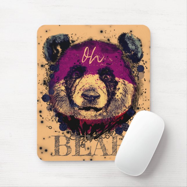 "OH BEAR" | Funny Cool Panda Mouse Pad (With Mouse)