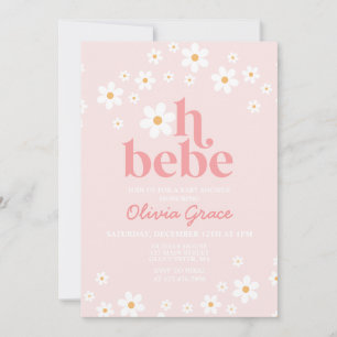 Oh Bebe Daisy Pink Retro Baby Shower Invitation