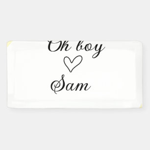oh boy add name baby shower kids text heart yellow banner