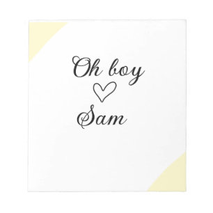 oh boy add name baby shower kids text heart yellow notepad