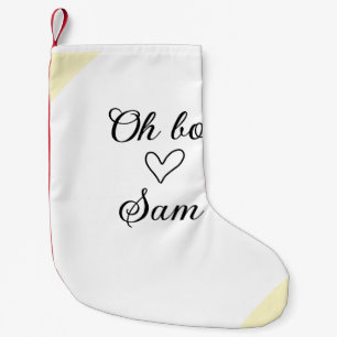 oh boy add name baby shower kids text heart yellow small christmas stocking