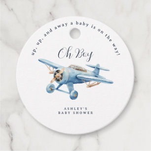 Oh Boy! Adventure Awaits Aeroplane Boy Baby Shower Favour Tags