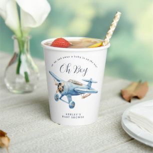 Oh Boy! Adventure Awaits Aviator Boy Baby Shower Paper Cups