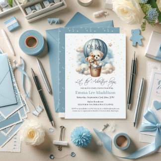 Oh Boy Adventure Baby Shower Puppy Hot Air Balloon Invitation