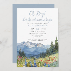 Oh Boy Adventure Begin Mountain Baby Shower Invita Invitation