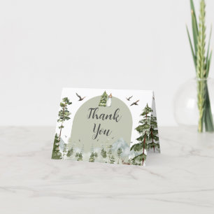 Oh Boy Adventure Pine Forest Baby Shower Folded Thank You Card