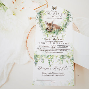 Oh Boy Adventure Woodland Greenery Baby Shower All In One Invitation