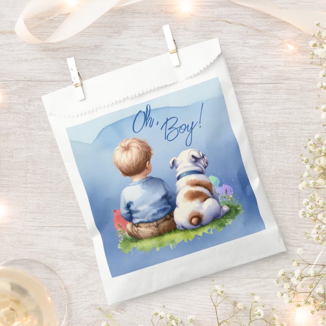 Oh, Boy! Baby and Bulldog Baby Shower Favour Bags (Clipped)