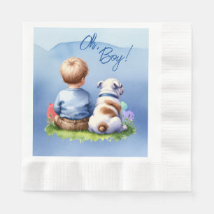 Oh, Boy! Baby and Bulldog Baby Shower Napkin