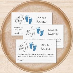 Oh Boy Baby Feet Diaper Raffle Baby Shower Enclosure Card