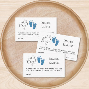 Oh Boy Baby Feet Diaper Raffle Baby Shower Enclosure Card