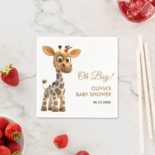 Oh Boy Baby Giraffe Cute Boy Baby Shower  Napkin