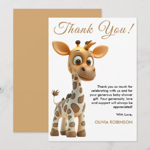 Oh Boy Baby Giraffe Cute Boy Baby Shower Thank You Card