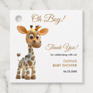 Oh Boy Baby Giraffe Cute Boy Baby Shower Thank You Favour Tags