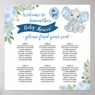 Oh Boy! Baby Shower 6 Table Seating Chart