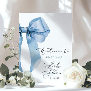 Oh Boy baby Shower Blue Bow Welcome Poster